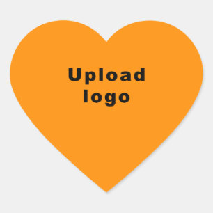 Business Logo on Orange Colour Heart Shape Sticker