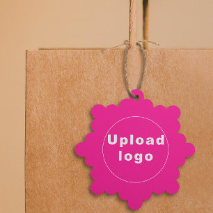 Business Logo on Pink Snowflake Shape Paper Tree Decoration Card