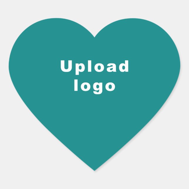 Business Logo on Teal Green Heart Shape Sticker (Front)