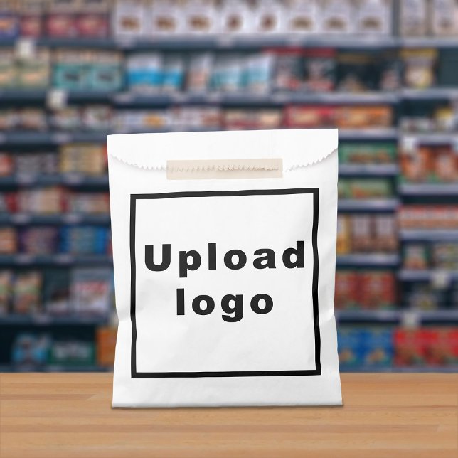 Business Logo on White Paper Bag (White paper bag with your business logo displayed in a store)