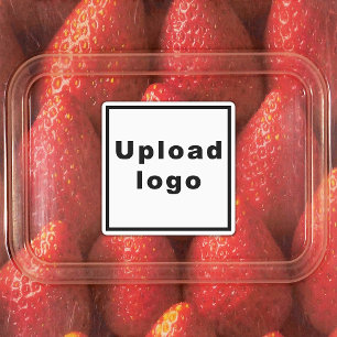 Business Logo on White Square Adhesive Label