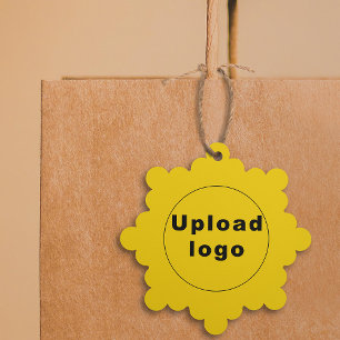 Business Logo on Yellow Snowflake Shape Paper Tree Decoration Card