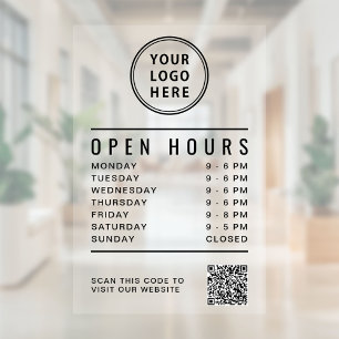 Business Logo Open Hours Create Your QR Code Window Cling