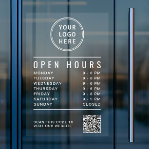 Business Logo Open Hours Create Your QR Code Window Cling