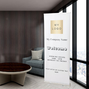 Business logo opening hours brand colour retractable banner