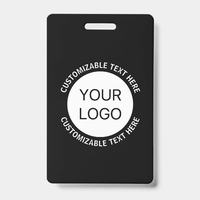 Business Logo or Any Image & Editable Text ID Badge (Front)