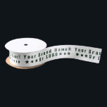 Business logo or deep green text Company brand Satin Ribbon<br><div class="desc">Customisable Satin or Grosgrain Business Ribbon. Add your logo OR your brand name or other text/characters. - Some unicode characters you can copy/paste to the text box if you want to: ● (Black circle), ★ (Star), ✱ ❃ (Asterisks), ❅ ❆ (Snowflakes), ❈ (Sparkle), ♥ (Heart), ♛ (Chess queen), ☼ (Sun...</div>