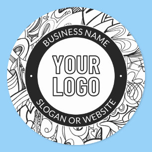 Business Logo or Design & Editable Text Template Classic Round Sticker