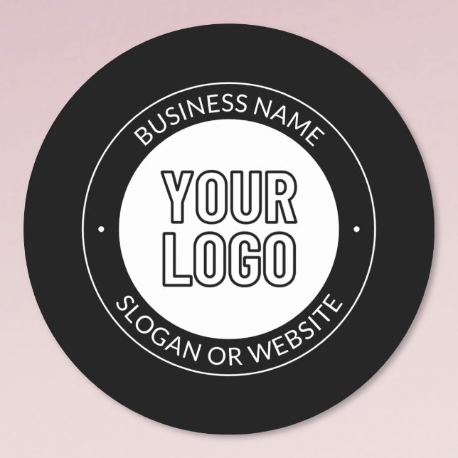 Business Logo or Design & Editable Text Template Classic Round Sticker (Creator Uploaded)