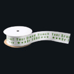 Business logo or green text Company brand minimal Satin Ribbon<br><div class="desc">Customisable Satin or Grosgrain Business Ribbon. Add your logo OR your brand name or other text/characters. - Some unicode characters you can copy/paste to the text box if you want to: ● (Black circle), ★ (Star), ✱ ❃ (Asterisks), ❅ ❆ (Snowflakes), ❈ (Sparkle), ♥ (Heart), ♛ (Chess queen), ☼ (Sun...</div>