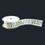 Business logo or green text Company brand minimal Satin Ribbon<br><div class="desc">Customisable Satin or Grosgrain Business Ribbon. Add your logo OR your brand name or other text/characters. - Some unicode characters you can copy/paste to the text box if you want to: ● (Black circle), ★ (Star), ✱ ❃ (Asterisks), ❅ ❆ (Snowflakes), ❈ (Sparkle), ♥ (Heart), ♛ (Chess queen), ☼ (Sun...</div>