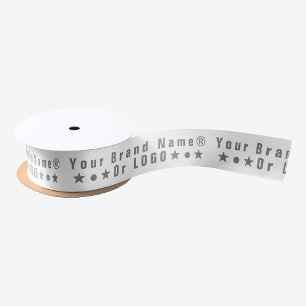 Business logo or grey text Company brand minimal Satin Ribbon