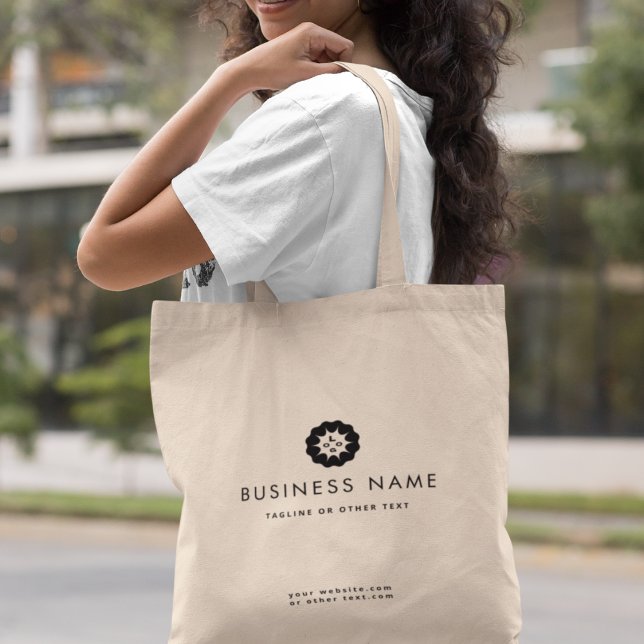 Business Logo or Icon + Name Company brand Minimal Tote Bag (Creator Uploaded)