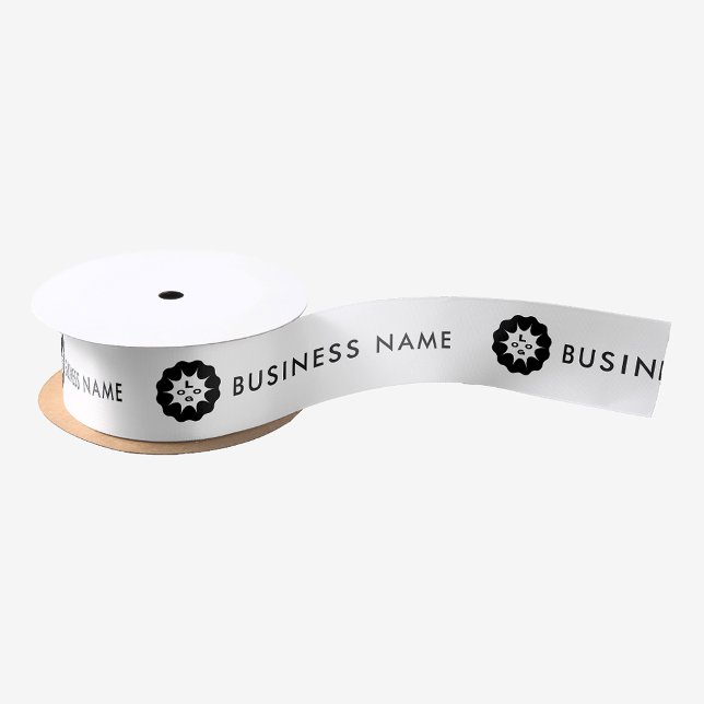 Business Logo or Icon + Name Company brand Simple Satin Ribbon (Creator Uploaded)