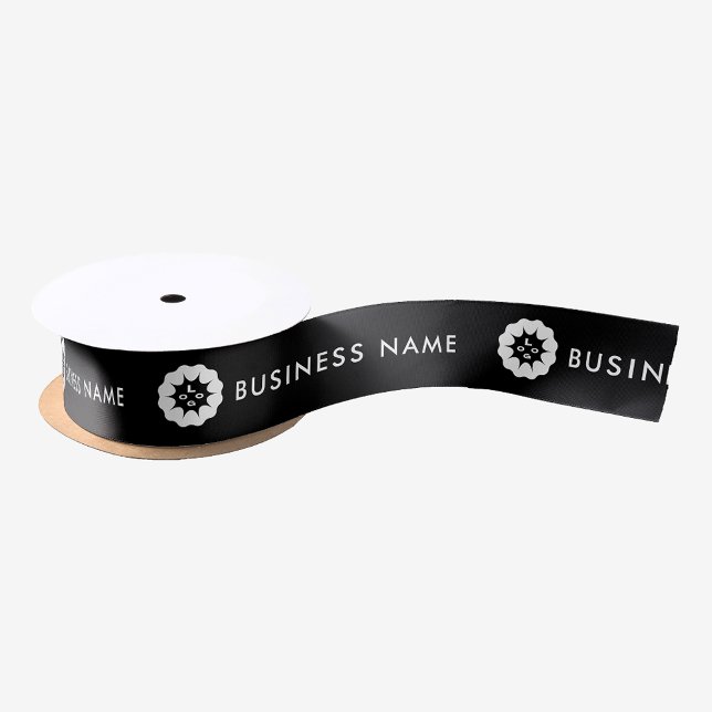 Business Logo or Icon + Name Company brand Simple Satin Ribbon (Creator Uploaded)