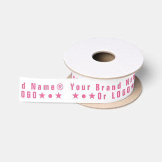 Business logo or pink text Company brand minimal Satin Ribbon