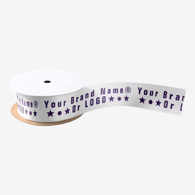 Business logo or purple text Company brand minimal Satin Ribbon (Creator Uploaded)