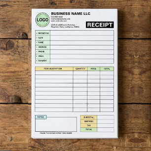 (Business Logo Pad) Payment Sales Invoice Receipt Post-it Notes