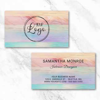 Business Logo Pastel Unicorn Gradient Wood Card