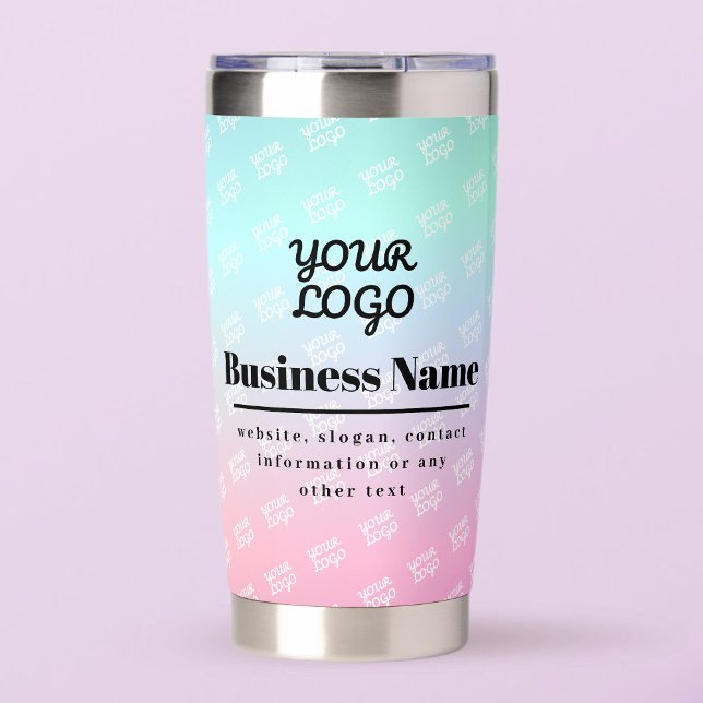 Business Logo Pattern (2 sides) & Colourful Ombre Insulated Tumbler (Creator Uploaded)