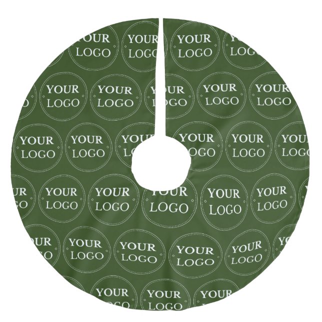 Business Logo Pattern Christmas Modern Green Brushed Polyester Tree Skirt (Front)