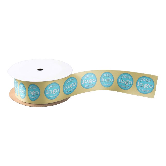 Business Logo Pattern Office Corporate Party Gold Satin Ribbon (Spool)
