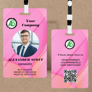 Business Logo Personnel staff employee qr Code ID Badge