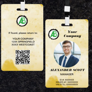 Business Logo Personnel staff employee qr Code ID Badge