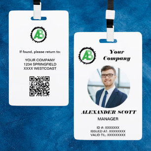Business Logo Personnel staff employee qr Code ID Badge