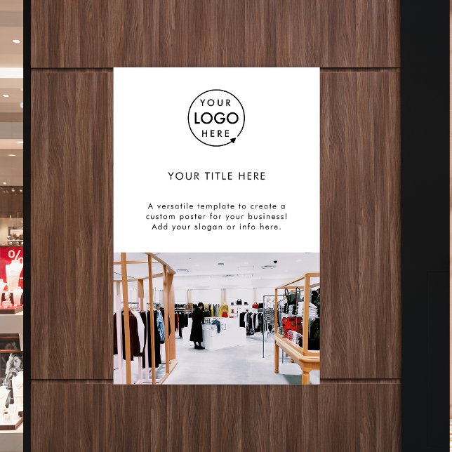 Business Logo | Photo Modern Minimalist White Poster (Creator Uploaded)