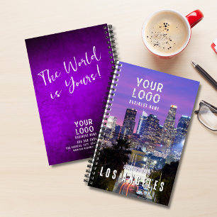 Business Logo Photo The World Is Yours Purple Notebook