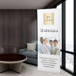 Business logo photo welcome brand colour retractable banner