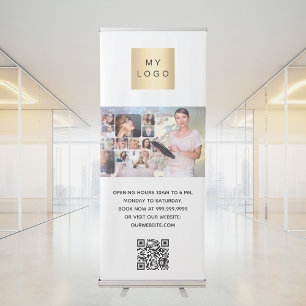 Business logo photo welcome QR-code Retractable Banner