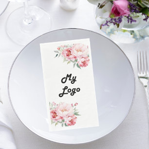 Business logo pink florals brand colour napkin
