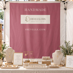 Business Logo Pink Market Vendor Booth Craft Fair Tapestry