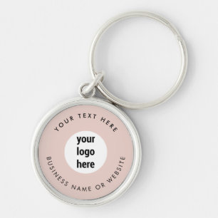 Business Logo Pink Minimalist Business  Key Ring