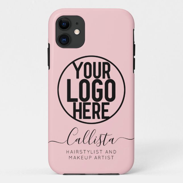 Business Logo Pink Solid Colour Name Title Case-Mate iPhone Case (Back)