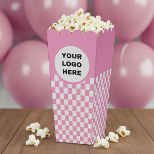 Business Logo Pink & White Chequerboard Movie Favour Box