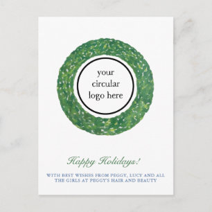 Business Logo Preppy Happy Holidays Message Postcard