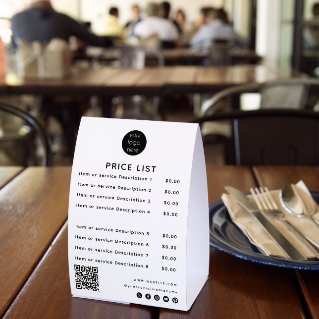 Business Logo Price List QR Code Social Media  (Insitu(Restaurant))
