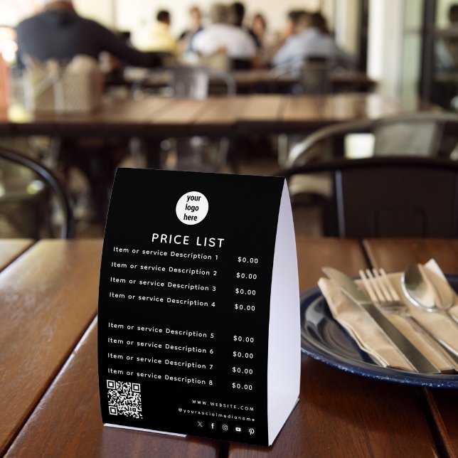 Business Logo Price List QR Code Social Media  (Insitu(Restaurant))