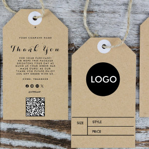 Business Logo Price QR Code Hang Tag
