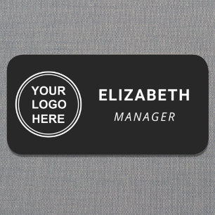 Business Logo Professional Black Name Tag