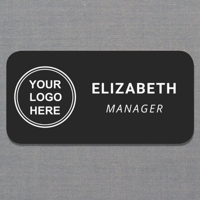 Business Logo Professional Black Name Tag (Creator Uploaded)