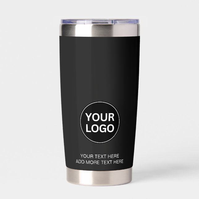 Business Logo Professional Custom Black Insulated Tumbler (Front)