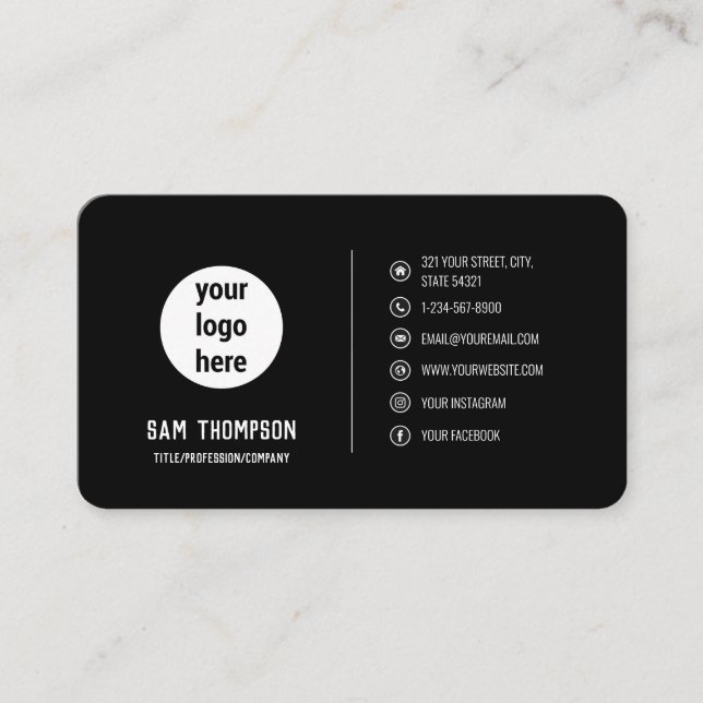 Business Logo Professional Minimalist Social Media Business Card (Front)
