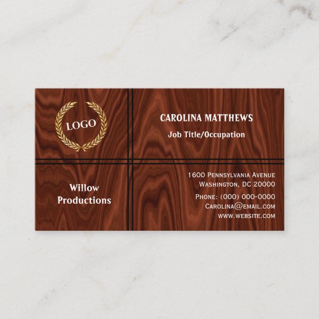 Business Logo Professional Minimalist Wood Business Card (Front)