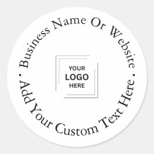 Business Logo   Professional Modern Minimal White  Classic Round Sticker
