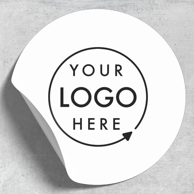 Business Logo Professional Modern Minimal White Classic Round Sticker (Creator Uploaded)