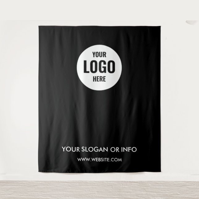 Business Logo | Professional White Photo Backdrop Tapestry (Front)